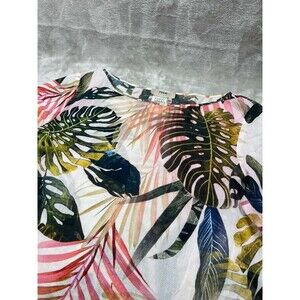 Fuzzi Mesh Blouse Womens Size 42 Tropical Print Long Sleeve Lightweight Top
